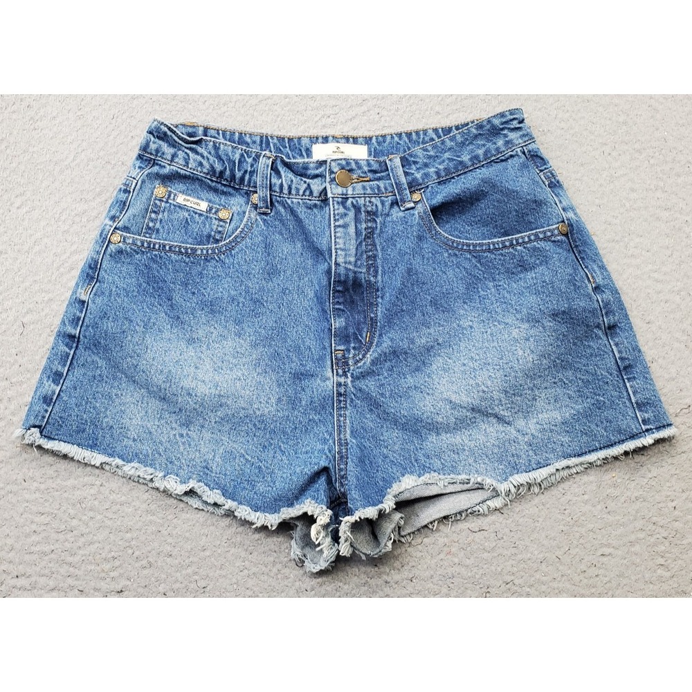 Ripcurl Cut-Off Shorts Womens 31 Blue Denim 5-Pocket Frayed Hem Summer Outdoor